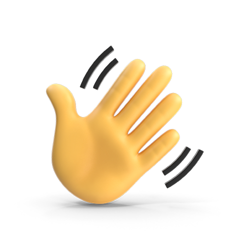 a yellow glove with a hand on it.